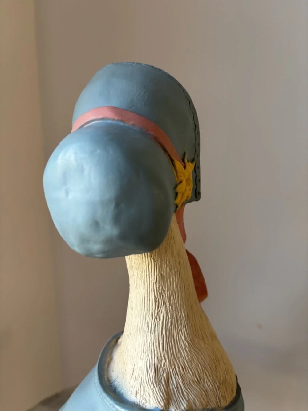 Vintage Scioto 1987 Quaker Duck Ceramic Bisque 8.5 Inches Blue Bonnet Pink Scarf - Picture 7 of 11